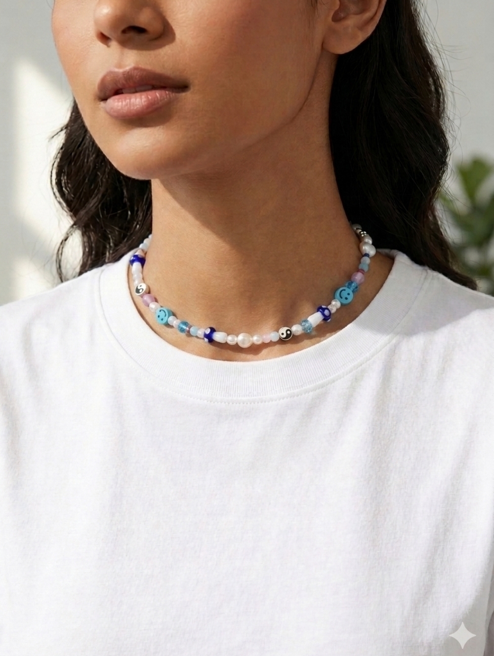 Urban Outfitters Multicolor Beaded Smiley And Mushroom Necklace New